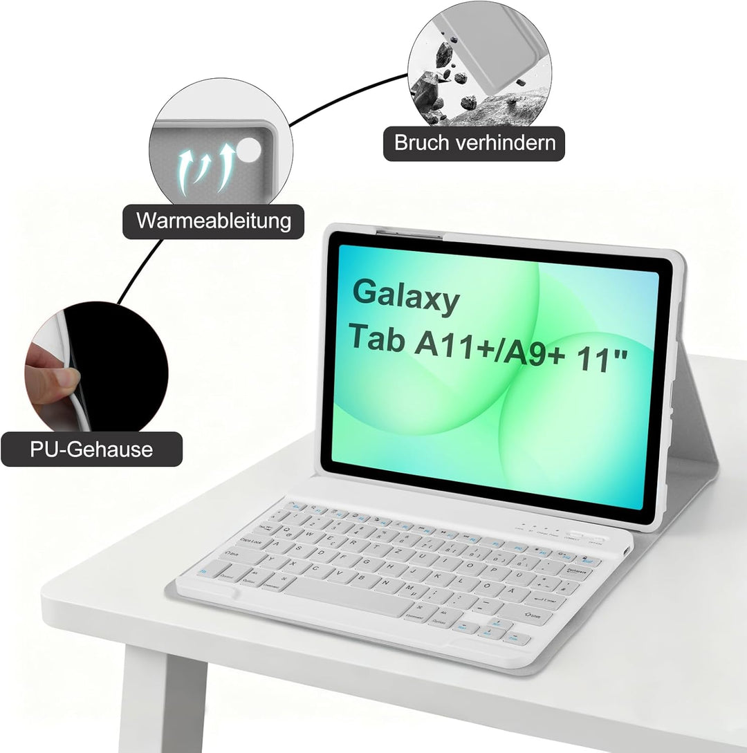 HOTLIFE Tastatur Hülle für Samsung Galaxy Tab А11+/А9+ 11 Zoll 2023/2025, Schutzhülle mit Automatisc