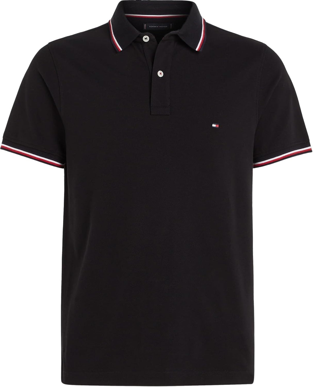 Tommy Hilfiger Herren Core Tommy Tipped Slim Polo Kurzarm Poloshirts XS Schwarz (Black), XS Schwarz
