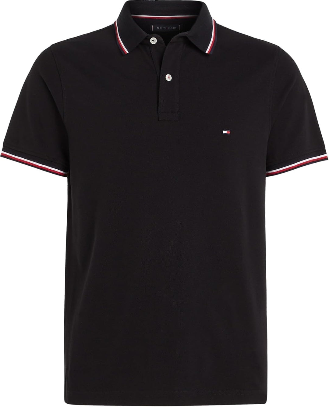 Tommy Hilfiger Herren Core Tommy Tipped Slim Polo Kurzarm Poloshirts XS Schwarz (Black), XS Schwarz