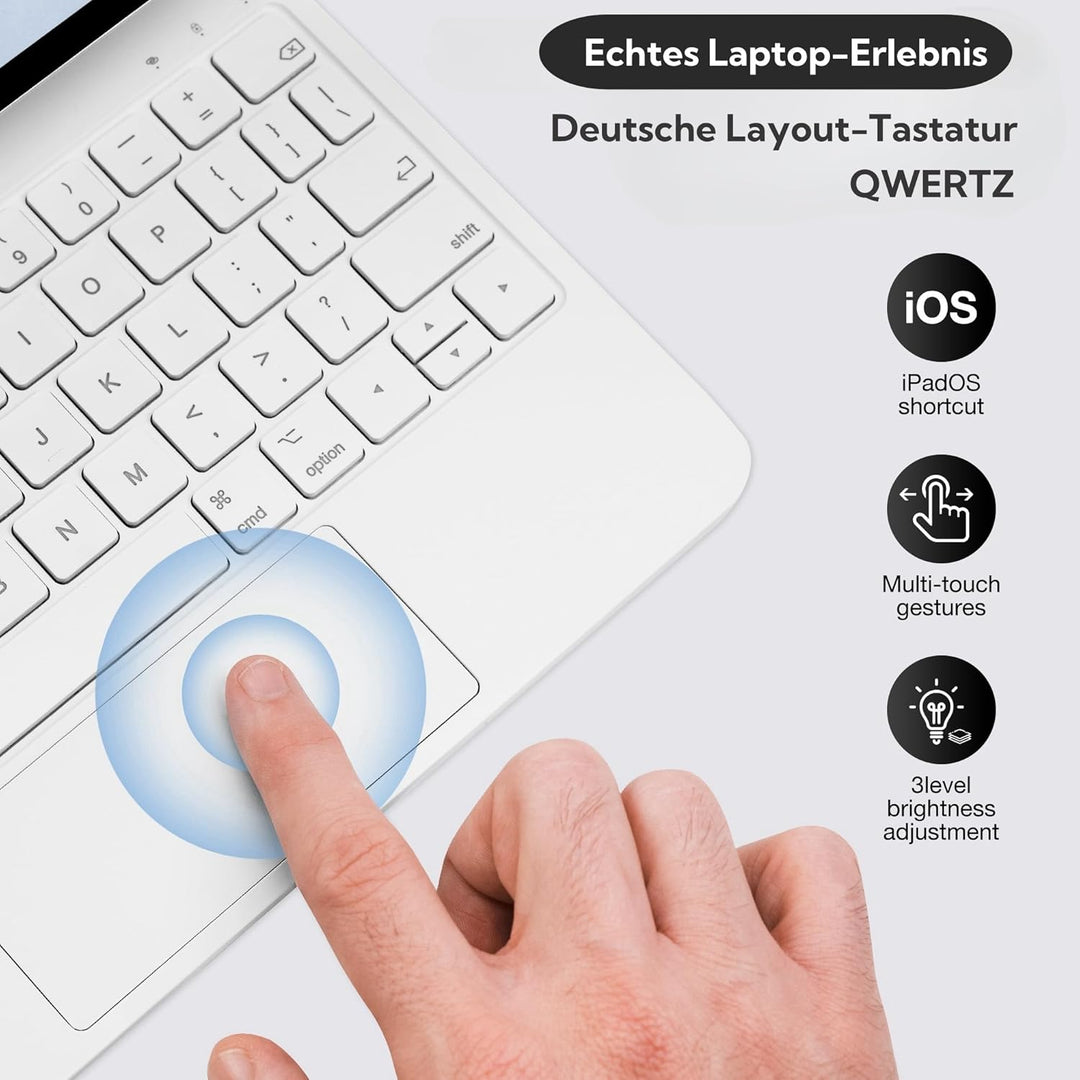 Magic Keyboard Hülle für iPad Pro 11 Zoll M4 2024 / M5 2025, Magnetische Tastaturhülle mit Multi-Tou