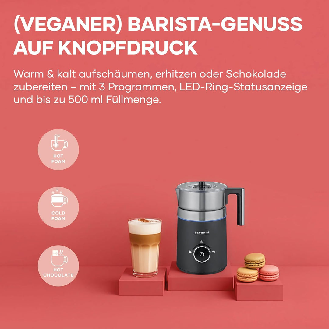 SEVERIN SPUMA 500 Induktions-Milchaufschäumer, elektrischer Milchaufschäumer ohne Anbrennen, spülmas