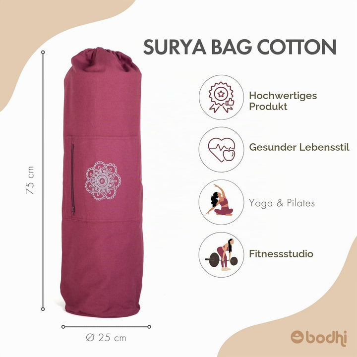Bodhi SURYA BAG COTTON | Yogatasche gross für Schurwollmatten &amp; Yogamatten | Tasche aus 100% Baumwol