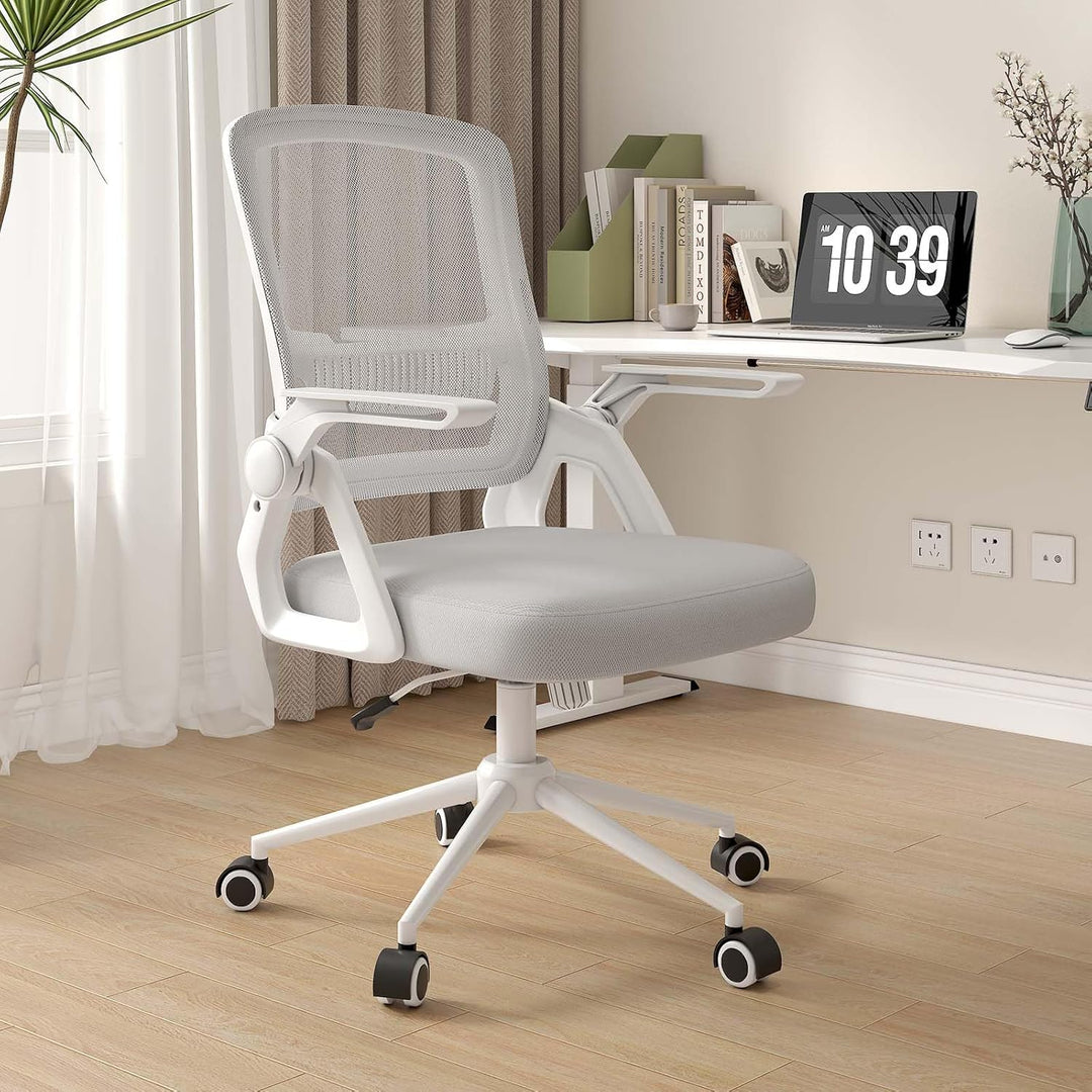 naspaluro Bürostuhl mit Hochklappbare Armlehnen, Schreibtischstuhl Ergonomisch, Drehstuhl mit Netzbe