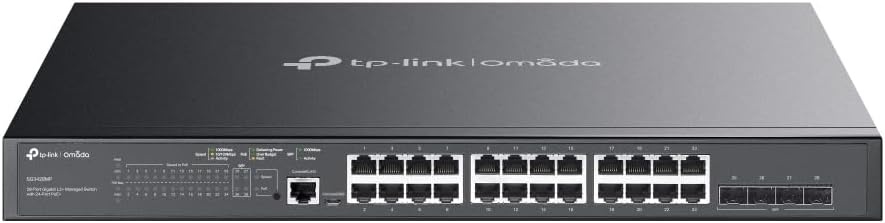 TP-Link TL-SG3428MP 28-Port Gigabit L2+ Managed Switch mit 24 PoE+ Ports (384 Watt, Zentrales Cloud-