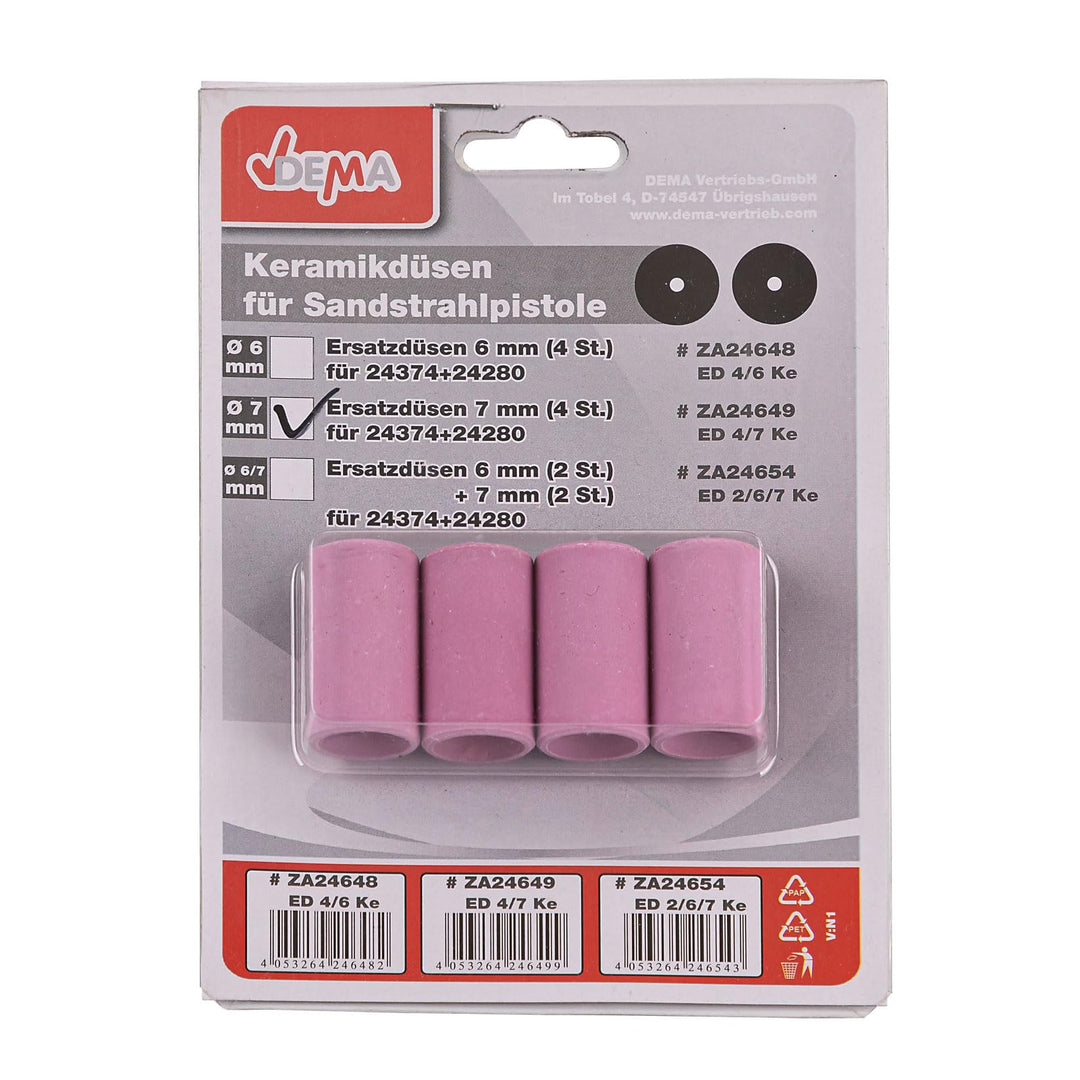 Ersatzdüsen Strahldüsen Düsen Set 4x7 mm f. Sandstrahlkabine Art. 24374 + 24280