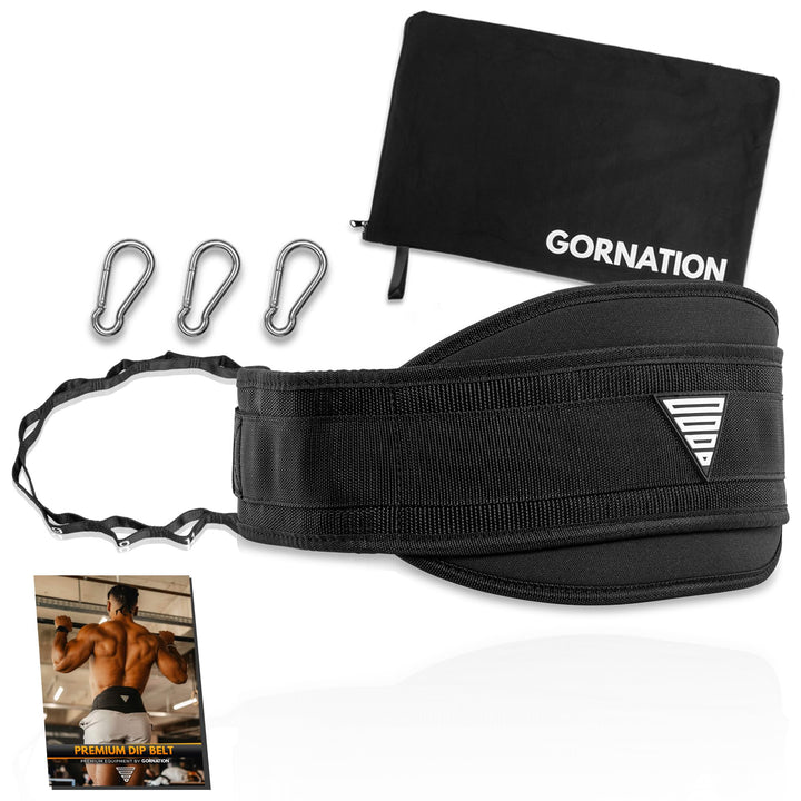 GORNATION Dip Gürtel, Dip Belt mit Kette oder Seil, für Dips & Krafttraining, Trainingsgürtel mit Ch