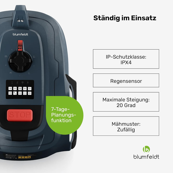 blumfeldt GrassConnect Mähroboter - App-Steuerung, Mäht bis 1.000 m², Li-Ion Akku, Automatisches Lad