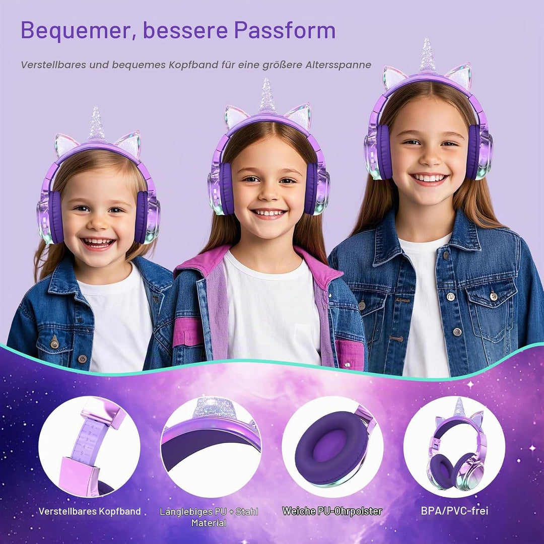 JYPS Bluetooth Kopfhörer Kinder, Metallisch Kabellose Kopfhörer Kinder Over Ear mit 74/85dBA Lautstä