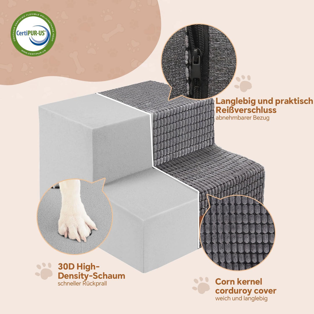 Sytopia Hundetreppe für Kleine Hunde 2 Stufen, Hundetreppe für Bett und Sofa 40cm Hoch, Haustiertrep