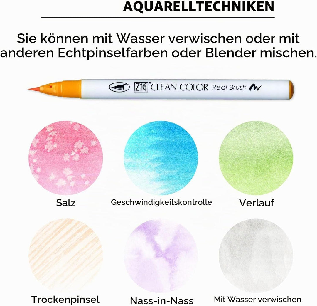 Kuretake Zig Clean Color Real Brush (36 Colors) 36 Stück (1er Pack), 36 Stück (1er Pack)