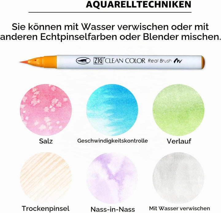 Kuretake Zig Clean Color Real Brush (36 Colors) 36 Stück (1er Pack), 36 Stück (1er Pack)