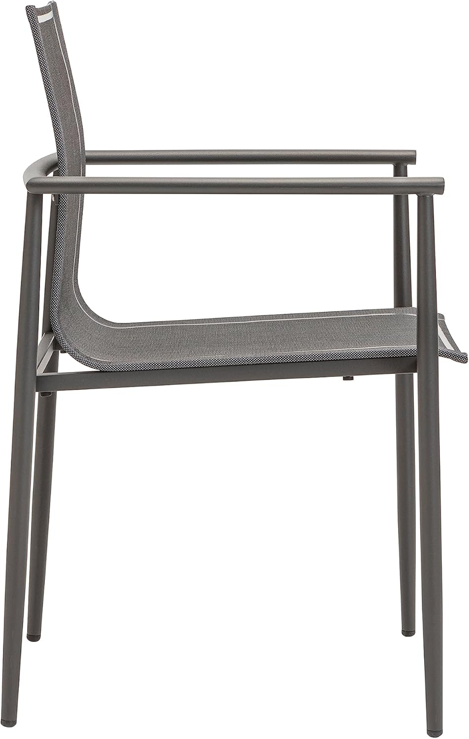 Dehner Gartenstuhl Lille, stapelbar, 85 x 56 x 56.5 cm, Edelstahl/Textilene, anthrazit/grau Modern,