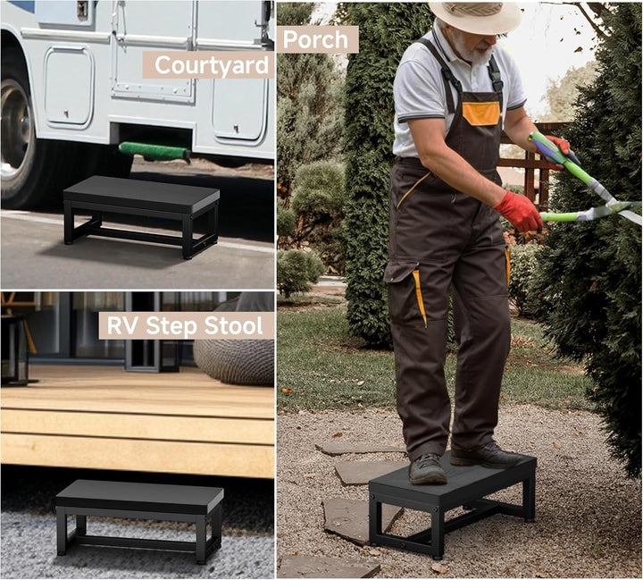 Tritthocker aus Holz für Erwachsene & Kinder, Klohocker 500lbs Tragkraft, Anti-Rutsch Oberfläche & V