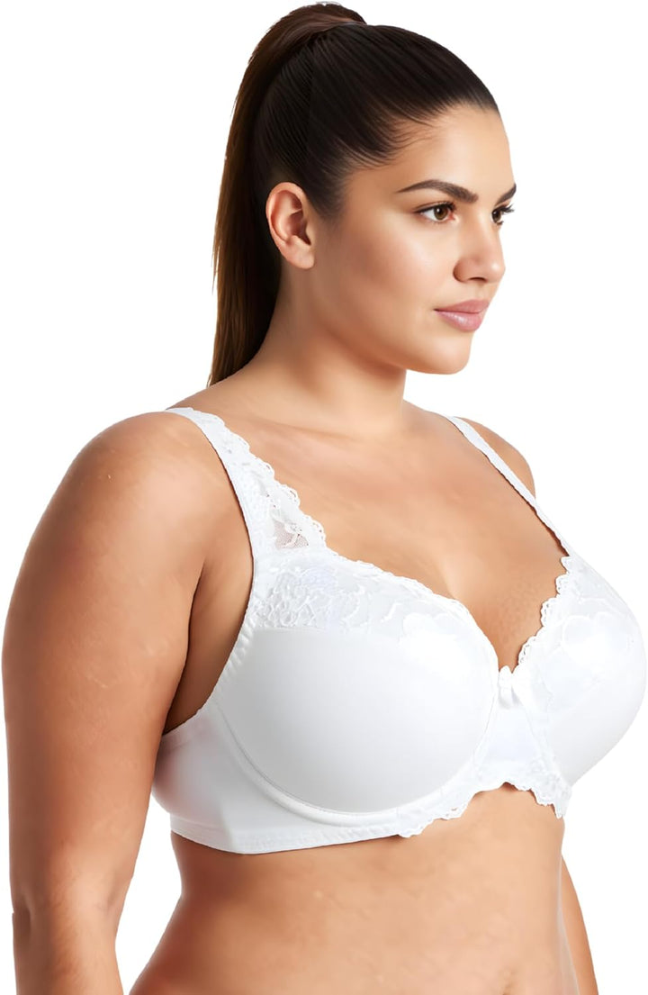 Curve Muse Damen Übergrösse Minimizer Bügel-BH mit Stickspitze - 2er Pack 95E Marine,weiss,schiefer(