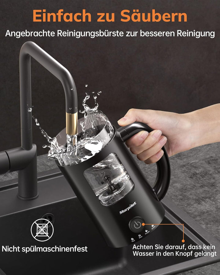 Morpilot Milchaufschäumer Elektrisch, 130-600ml 600W, 4 in 1 Milchschäumer für Heisser und Kalter, V