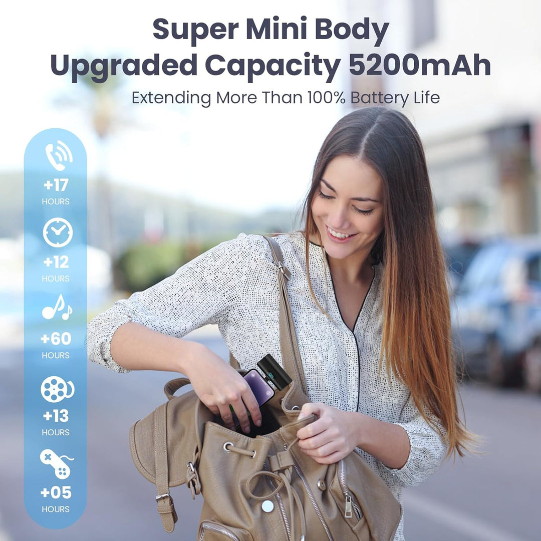 Mini Powerbank 5200mAh für iPhone, Klein Power Bank 20W PD 4.0A Schnellladefunktion Externer Akku, C
