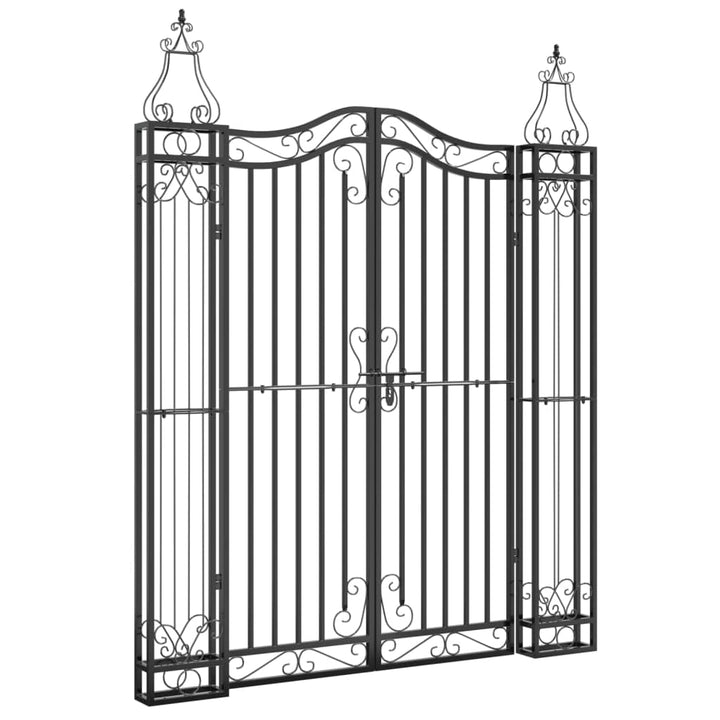 vidaXL Gartentor Schwarz 121x8x150 cm Schmiedeeisen 121 x 8 x 150 cm, 121 x 8 x 150 cm