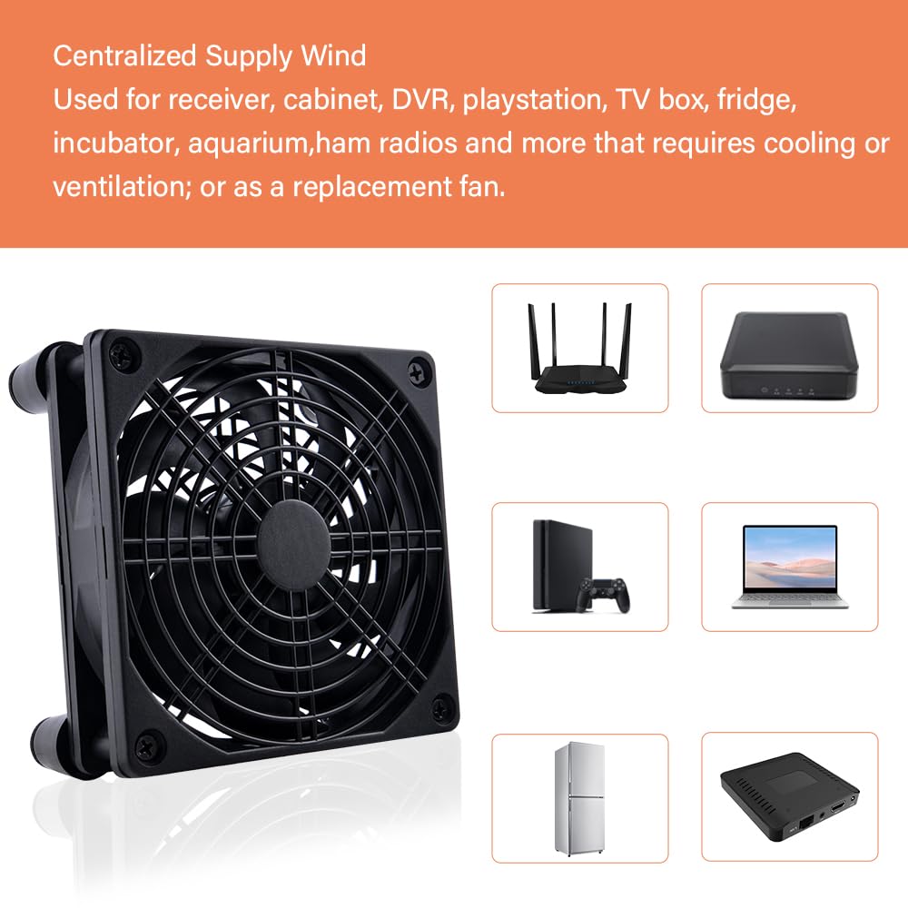 Leise 120mm Router Lüfter Ventilator mit 3 Einstellbare Geschwindigkeiten, DC 5V USB Powered Cooling