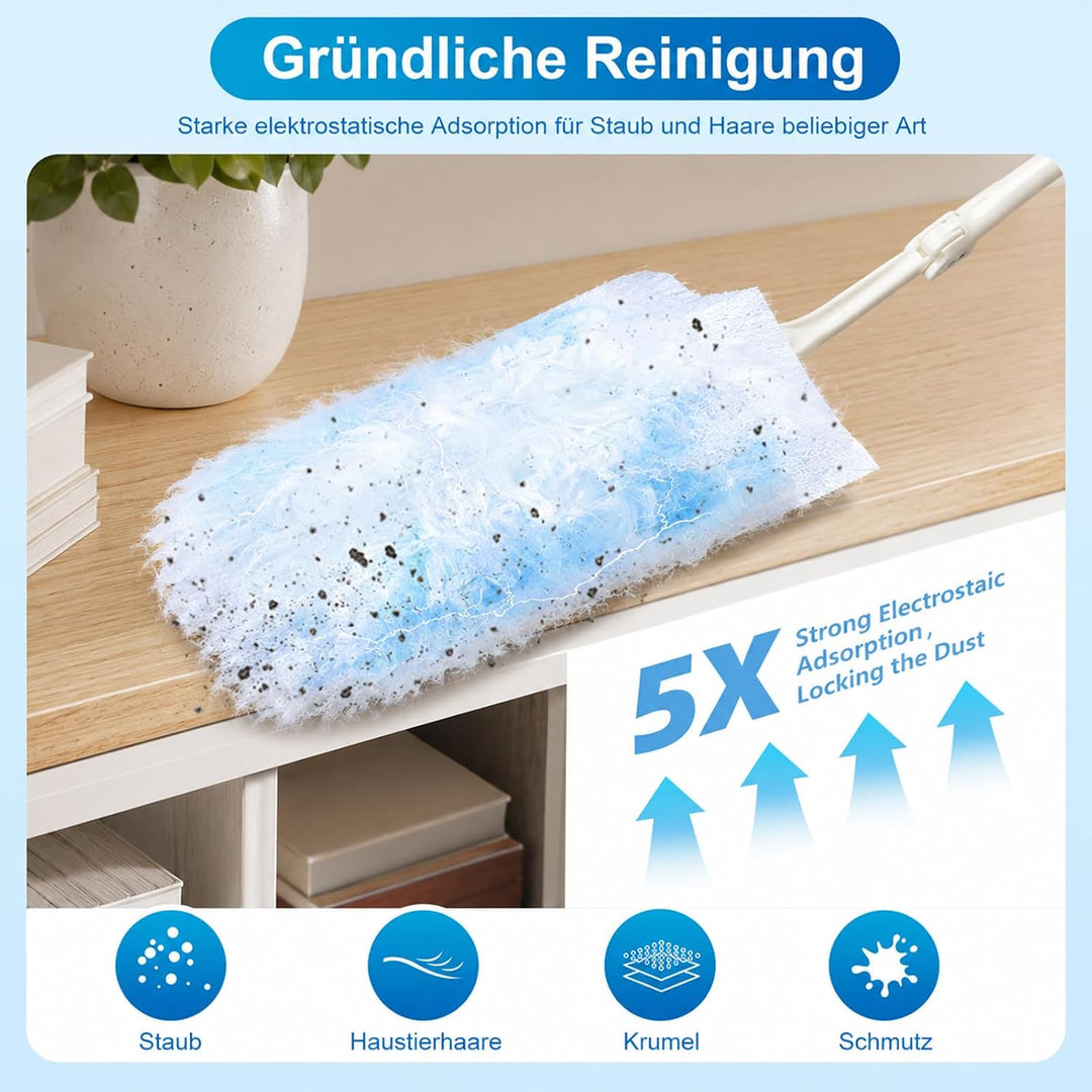 62 Stück Staubmagnete, Kompatibel mit Swiffer Staubmagnet Nachfüllpack, Einweg Magnetischer Feder-St