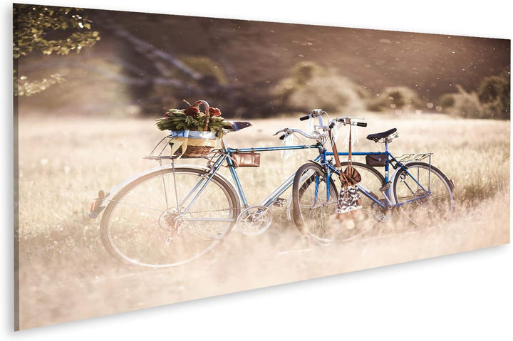 islandburner Bild auf Leinwand Schöne Landschaft Fahrrad Retro Bilder Wandbilder Poster Leinwand 120