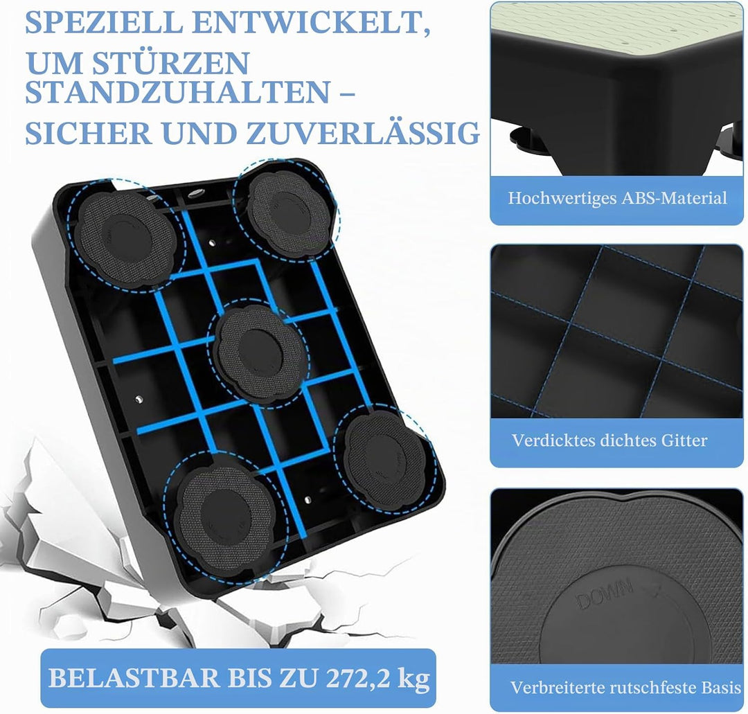 Rutschfest Trittstufe, Nachleuchtende Tritthocker mit 3-Stufig Höhenverstellbar & Max.250kg Belastba