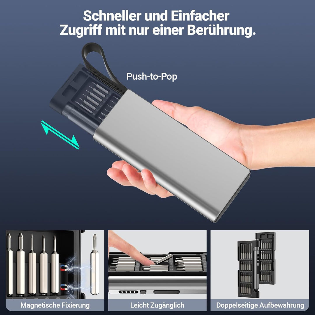 Elektrischer Präzisionsschraubendreher, Schraubendreher Set mit 48 S2 Bits | 48 S2-Bits · 4 Drehmome
