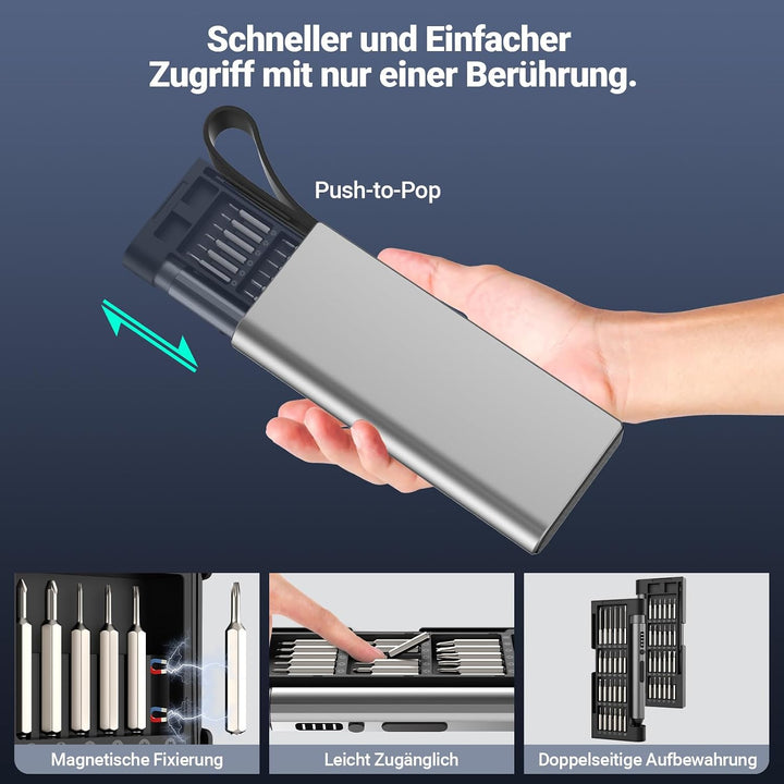 Elektrischer Präzisionsschraubendreher, Schraubendreher Set mit 48 S2 Bits | 48 S2-Bits · 4 Drehmome