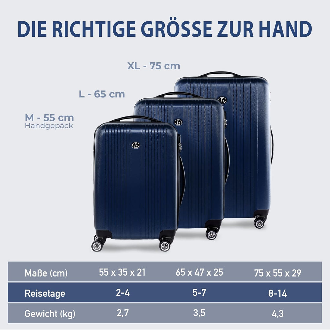 FERGÉ Kofferset 3 teilig Hartschale erweiterbar Toulouse Reisekoffer Trolley-Set (Handgepäck, L, XL)