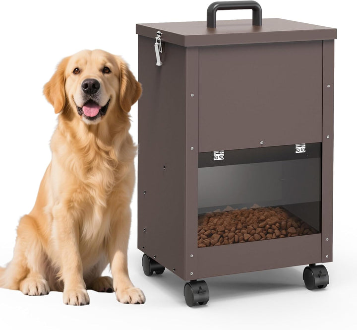 Galvanisierter Automatischer HundefüTterer GrossEr Rasse 45lbs Hundefutter-Spender Mit RäDern FüR Gr
