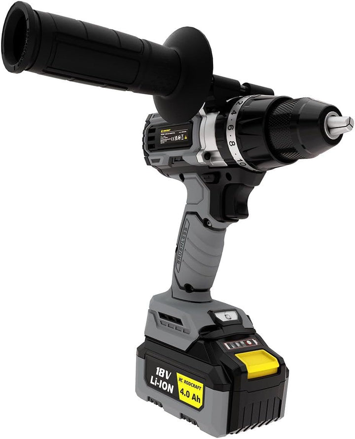 Rodcraft RC9042K4 Werkzeug-Set: 1x Akku-Bohrmaschine RC9042, bis 13 mm, 500-2000 U/min, LED-Licht, m