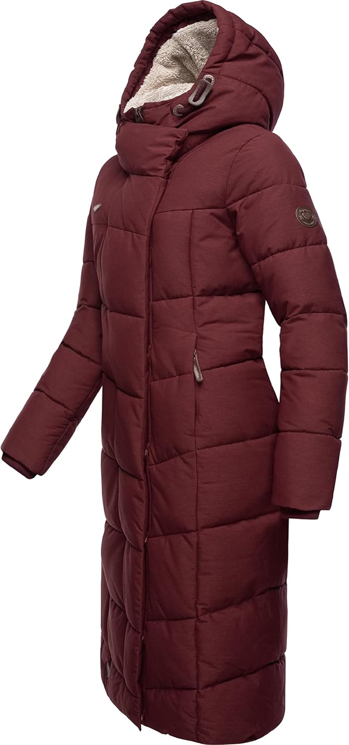 Ragwear Damen atmungsaktiver Wintermantel warmer wasserdichter Steppmantel lang mit Kapuze Pavla Lon
