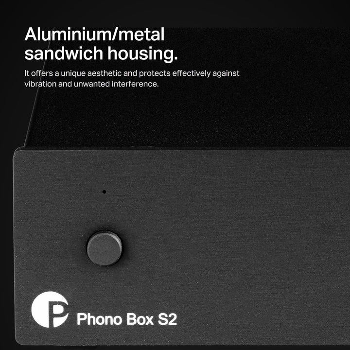 Pro-Ject Phono Box S2, „Best Buy“ MM/MC Phono Vorverstärker (Schwarz), Schwarz