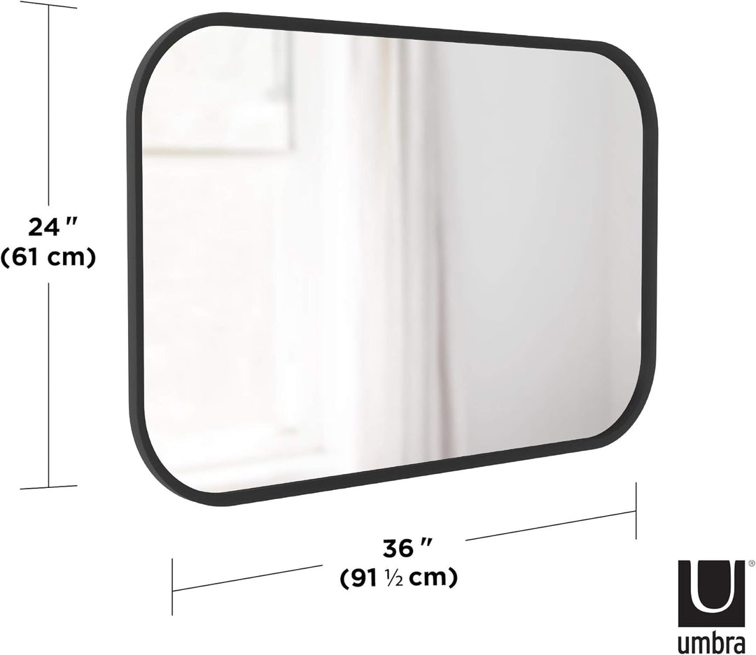 Umbra Hub Wandspiegel – Rechteckiger Spiegel für Diele, Badezimmer, Wohnzimmer und Mehr, Schwarz, 61