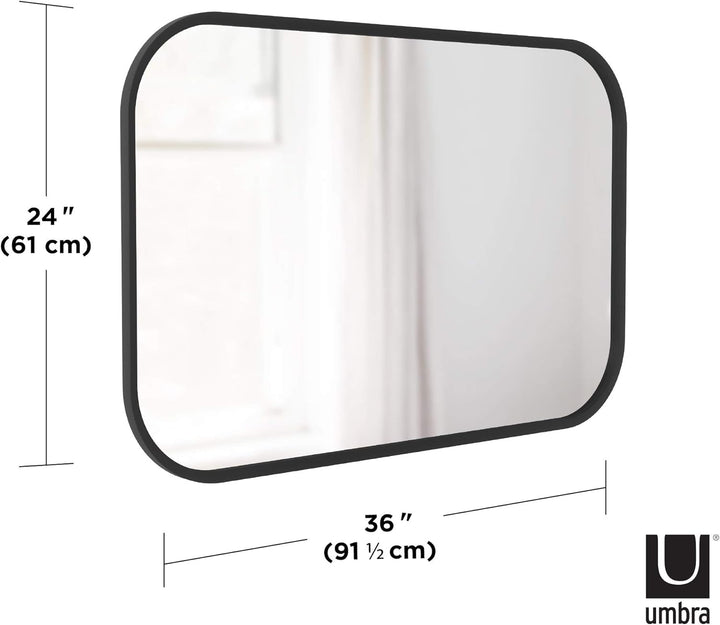 Umbra Hub Wandspiegel – Rechteckiger Spiegel für Diele, Badezimmer, Wohnzimmer und Mehr, Schwarz, 61