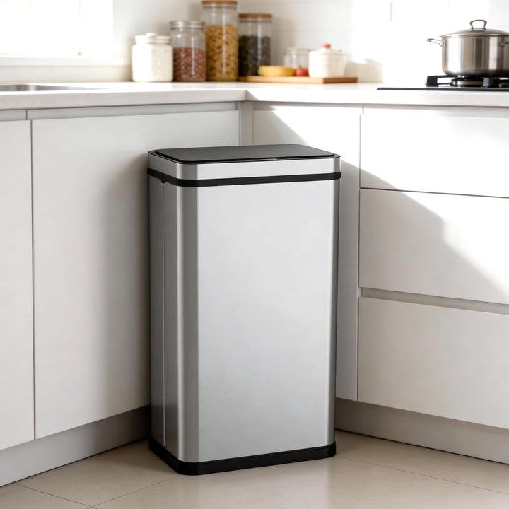 Ribelli Edelstahl Mülleimer 70 Liter - Abfalleimer mit Sensor - Automatisches Öffnen und Schliessen