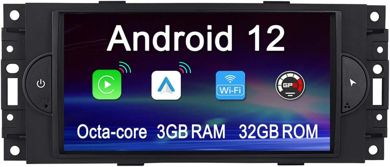 ACAVICA 8-Core 3+32GB Android 12 Radio für Jeep Dodge Ram Chrysler 7 Zoll Autoradio Sat NAV mit GPS