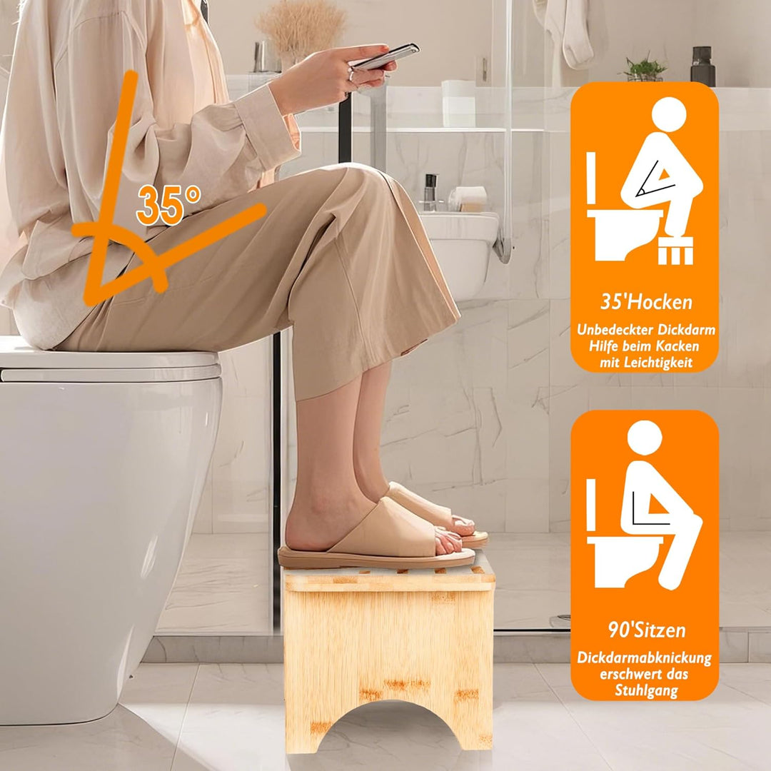 Bambus Toilettenhocker HXREDXD Holz Mobil Toilettenhocker, Klappbar Squatting Toilettenhocker Natürl