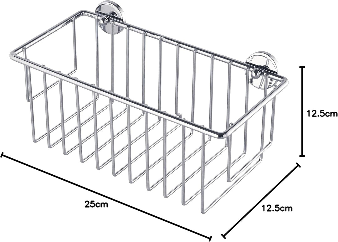 tesa baath Plus Duschablage Chrom, extratiefer Boden, inkl. Klebelösung, 117mm x 250mm x 125mm Ablag