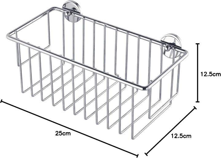 tesa baath Plus Duschablage Chrom, extratiefer Boden, inkl. Klebelösung, 117mm x 250mm x 125mm Ablag