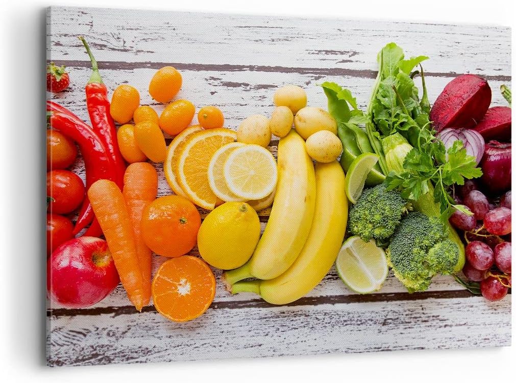 Bilder auf Leinwand 100x70cm Leinwandbild Essen Gemüse Essen frisch Gross Wanddeko Bild Schlafzimmer