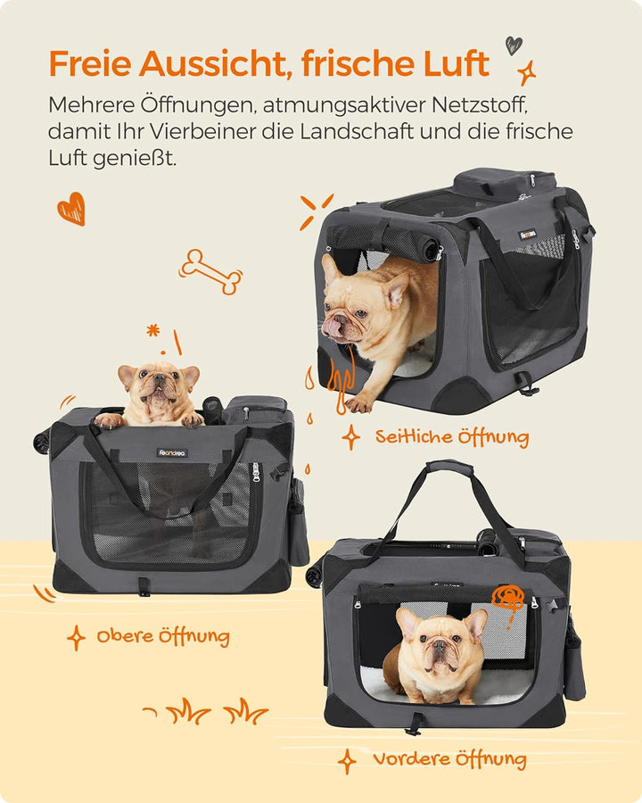 Feandrea Hundebox faltbar, Transportbox Hund, Grösse M, Hundetasche, Oxford-Gewebe, Netzstoff, atmun
