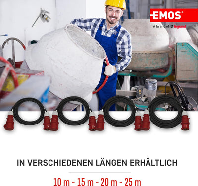 EMOS PM1105 CEE-Verlängerungskabel 25m 5-polig Stecker, 5X 32 A / 400V / 22 000 W, 4 mm2, IP44 wasse