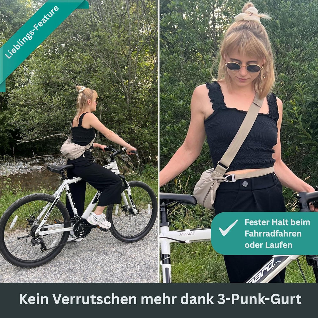 FUCHS & REBELL® Moon Bag BELA - Smart & Nachhaltig – Fahrrad Crossbody Tasche mit 3-Punkt-Gurt-Syste