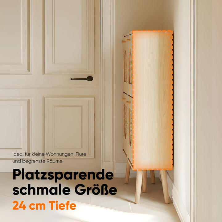HOKEEPER Schuhschrank Schmal, Schuhregal mit 4 Klappen, Schuhkipper mit Verstellbar, Schuhaufbewahru