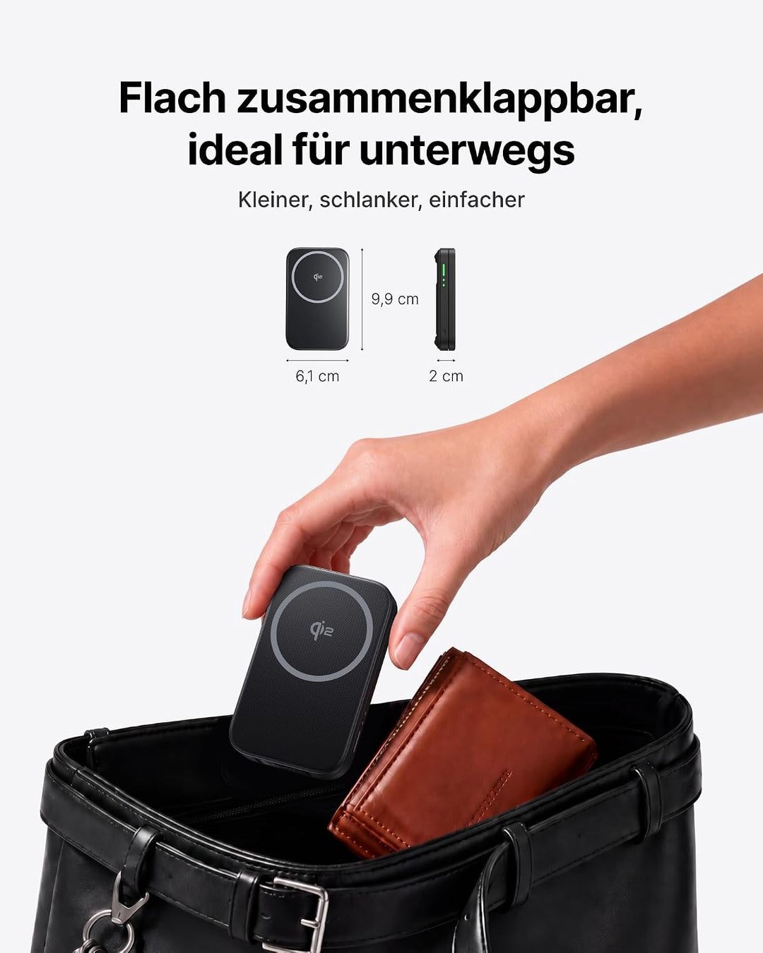 INIU Induktive iPhone Ladestation 3 in 1, 15W Qi2-Zertifiziertes Magnetisches Kabelloses Ladegerät F