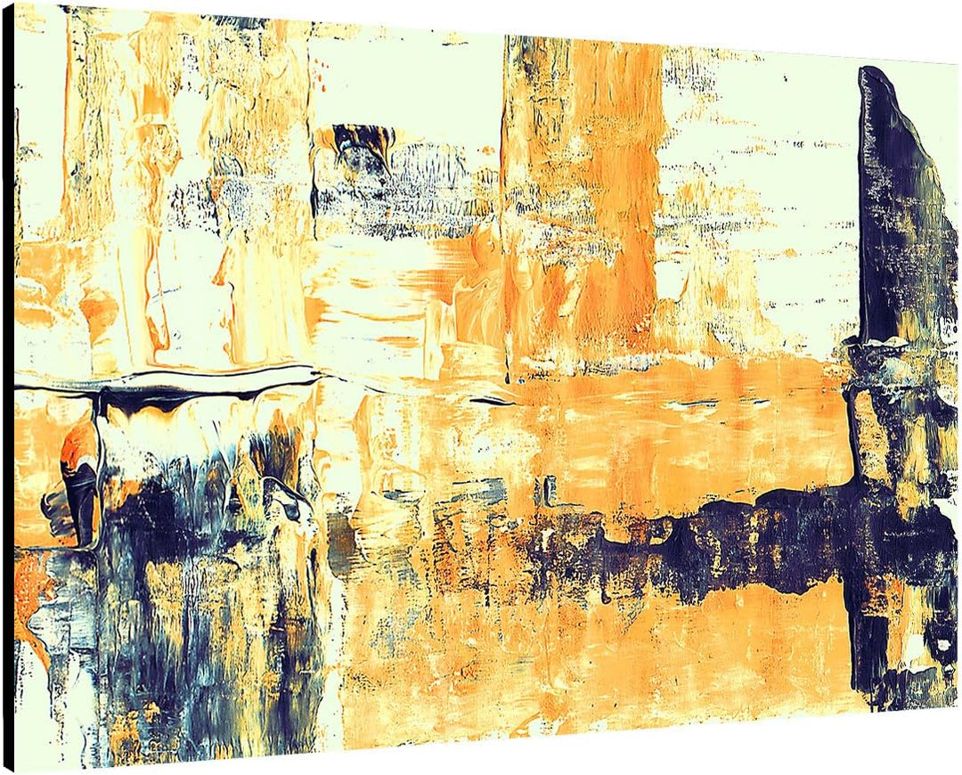 Paul Sinus Art 60x80cm Abstrakt001_Leinwandbild Abstrakte Kunst gelb weiss schwarz Kunstdruck auf Le