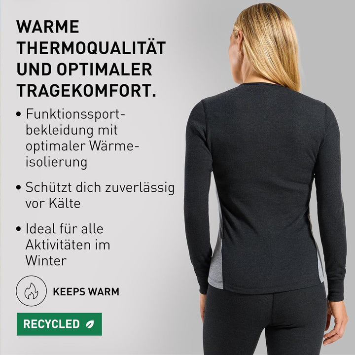 Odlo Damen Funktionsunterwäsche Set Active WARM ECO L Dark Grey Melange - Grey Melange, L Dark Grey