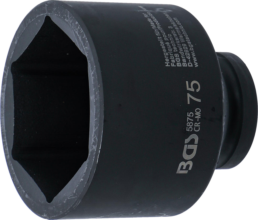 BGS 5875 | Kraft-Steckschlüssel-Einsatz Sechskant | 25 mm (1") | SW 75 mm Schlüsselweite: 75 mm, Sch