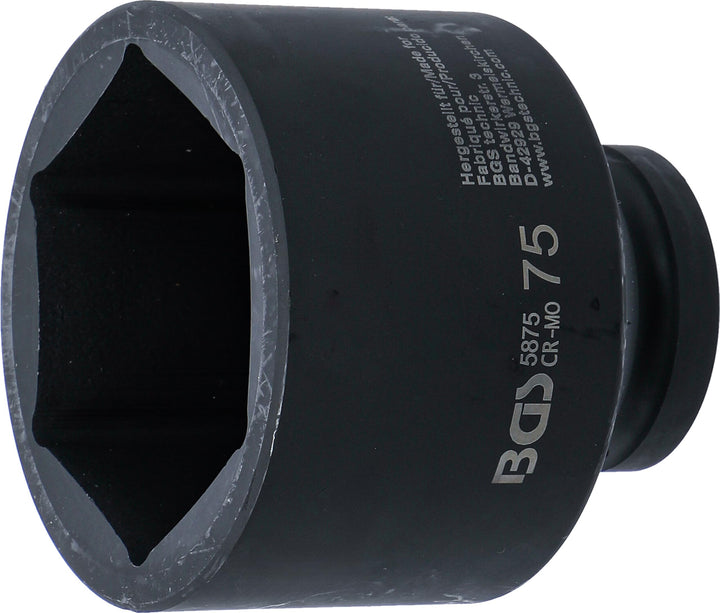 BGS 5875 | Kraft-Steckschlüssel-Einsatz Sechskant | 25 mm (1") | SW 75 mm Schlüsselweite: 75 mm, Sch