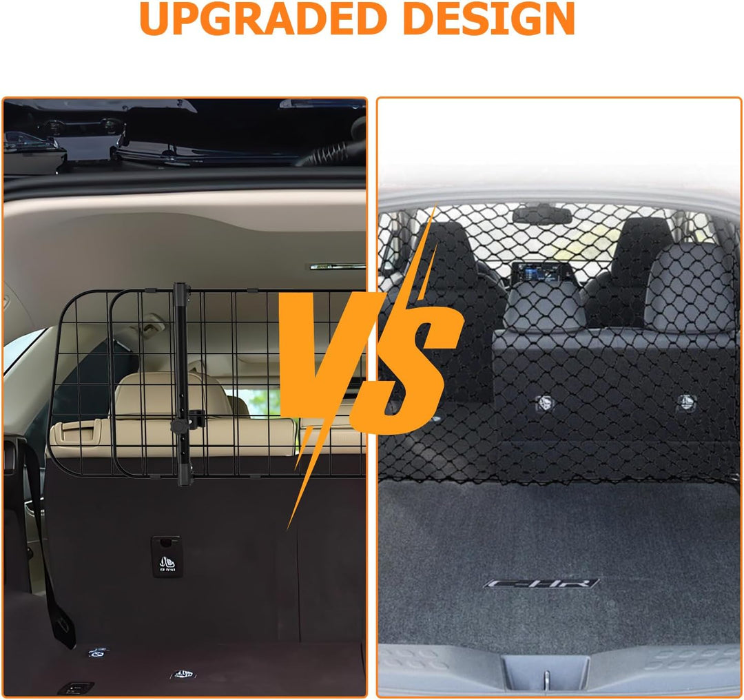 Hundegitter Auto, Autoschutzgitter Verstellbare Breite, Kopfstützen-Hundegitter mit Sicherheitsgurt